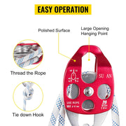Load image into Gallery viewer, SucceBuy Twin Sheave Block &amp; Tackle 2/5-1/2in 100Ft Braid Rope 35KN 7700LBS Lifting Trellis Rigging Cargo Slings for Garage
