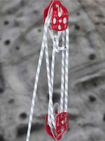 SucceBuy Twin Sheave Block & Tackle 2/5-1/2in 100Ft Braid Rope 35KN 7700LBS Lifting Trellis Rigging Cargo Slings for Garage