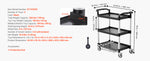 Amocart 3-Tier 300/500Lbs Rolling Utility Cart Storage Rack with Swivel Wheels Food Service Trolley for Office Kitchen Bathroom