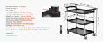 Amocart 3-Tier 300/500Lbs Rolling Utility Cart Storage Rack with Swivel Wheels Food Service Trolley for Office Kitchen Bathroom