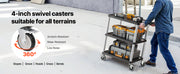 Charger l'image dans la visionneuse de galerie, SucceBuy Chariot de service utilitaire de 136 kg à trois étagères en plastique avec roues pivotantes à 360° pour entrepôt, garage, nettoyage
