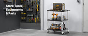 Charger l'image dans la visionneuse de galerie, SucceBuy Chariot de service utilitaire de 136 kg à trois étagères en plastique avec roues pivotantes à 360° pour entrepôt, garage, nettoyage
