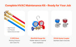 Amocart 3.5 CFM 4.5 CFM Vacuum Pump & Gauge Set, Single Stage Rotary Vane HVAC & Hoses for R134a R12 R22 R502a R410A R404 R407C