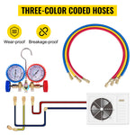 Amocart 3CFM 1/4HP Single Stage Air Vacuum Pump HVAC R134a R12 R22 R410a A/C Refrigeration Kit AC Manifold Gauge R134 Can Tap
