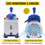 Amocart 3CFM 1/4HP Single Stage Air Vacuum Pump HVAC R134a R12 R22 R410a A/C Refrigeration Kit AC Manifold Gauge R134 Can Tap