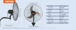 SucceBuy 4 Sizes Wall-Mount Misting Fan 3-speed IP44 Oscillating Wall Fan Max. 9500 CFM Wall Mounted Fan for Home Summer