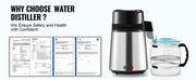 Charger l'image dans la visionneuse de galerie, SucceBuy Distillateur d'eau 4L 1,05 gallon Purificateur d'eau pure Filtre pour comptoir domestique 750W Fabricant d'eau distillée Acier inoxydable
