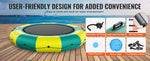 Amocart 12ft Inflatable Water Bouncer Recreational Water Trampoline Portable Bounce Swim Platform with Slide 3-Step Ladder