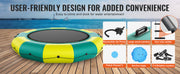 Charger l'image dans la visionneuse de galerie, Amocart 12ft Inflatable Water Bouncer Recreational Water Trampoline Portable Bounce Swim Platform with Slide 3-Step Ladder
