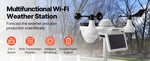 Amocart 7-in-1 Wi-Fi Weather Station 7.5 in Color Display + Solar Wireless Outdoor Sensor Alarm Alerts for Temperature Humidity