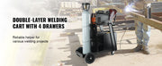 Charger l'image dans la visionneuse de galerie, SucceBuy Welding Cart 2-Tier 4 Drawers Welder Cart with 360° Swivel Wheels Heavy Duty Rolling Welder Cart for Mig Plasma Cutter
