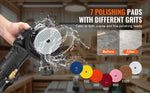 Amocart Wet Polisher 800W Concrete Grinder w/ 6 Variable Speed and 7 Polishing Kits Wet Grinder Machine for Polishing Grinding