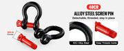 Charger l'image dans la visionneuse de galerie, Amocart 4pcs 5/8" D-Ring Shackle 8T 13T Breaking Strength Tow Hook with 3/4" Screw Pin for Truck Off Road Towing Accessories
