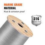 Amocart 152M/500Ft Wire Rope 316 Stainless Steel Strong Tension Soft Fishing Lifting Cable 7*7 Clothesline 1.5MM-3.2MM Diameter