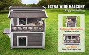 Bild in Galerie-Viewer laden, SucceBuy Outdoor Cat House Weatherproof Feral Cat Shelter 2-story Large Outdoor Wooden Cat House with Balcony Door and Open Roof
