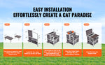 Amocart Outdoor Cat House Weatherproof Feral Cat Shelter 2-story Large Outdoor Wooden Cat House with Balcony Door and Open Roof