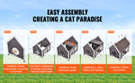 Amocart Outdoor Cat House 22"x30"x26" Weatherproof Feral Cat Shelter for Multiple Cats Outdoor Wooden Cat House with Side Door