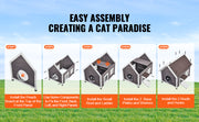 Bild in Galerie-Viewer laden, Amocart Outdoor Cat House 22"x30"x26" Weatherproof Feral Cat Shelter for Multiple Cats Outdoor Wooden Cat House with Side Door
