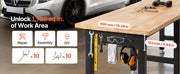 Bild in Galerie-Viewer laden, Amocart 5000 lbs Adjustable Workbench 72/96 x 24in Oak Wood Top Workstation with 4 AC Outlets Hardwood Worktable for Garage
