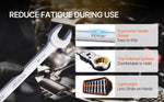 Amocart Flex-Head Ratcheting Wrench Set 8PCs Combination Wrench Set Roll-up Pouch Cr-V Steel Flexible Ratcheting Wrench Set