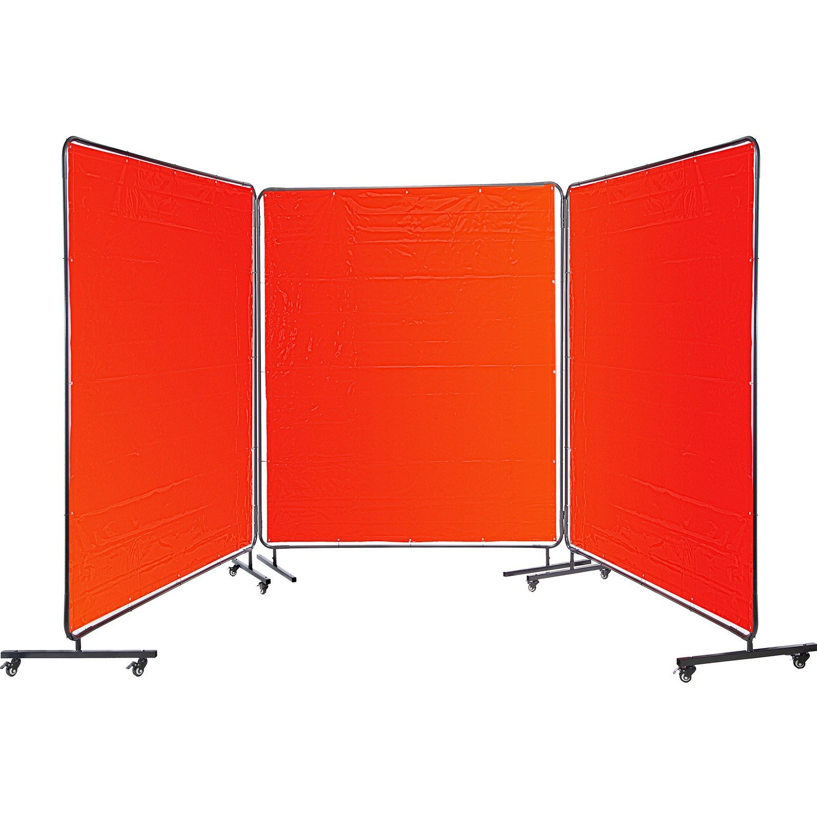 3-Panel Welding Screen with Frame and Portable Wheels - 6' x 6' Heat-Resistant Welding Curtain for Enhanced Safety and Protection - Heavy-Duty Frame with Flexible Mobility, Ideal for Welding Work