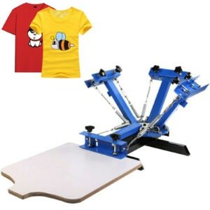 4 Color 1 Station Silk Screen Printing Kit - 55x45cm T-Shirt Screen Print Press for DIY and Professional Use - Versatile and Durable Design for Printing on Fabrics, T-Shirts, and Paper with Adjustable