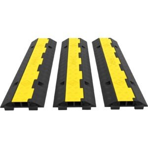 3-Pack Protective Wire Cord Ramp Driveway Rubber Traffic Speed Bumps â€“ Heavy-Duty Cable Protector with 11000lbs Axle Capacity â€“ Ideal for Safe Vehicle Passage and Cord Management