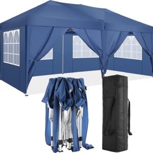 3m x 6m folding tent accordion 4 side panels 2 curtains + transport bag Waterproof Stable Flat Foldable Gazebo  Popup Garden Tent