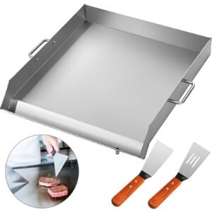 16 x 18-Inch Flat Stainless Steel Square Grill Plate for Cooking, Durable BBQ Griddle for Outdoor and Indoor Use