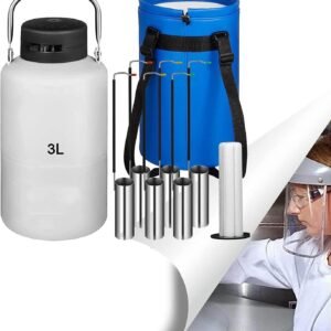 3L Liquid Nitrogen Container - Cryogenic Tank with 6 Canisters for LN2 Storage - Durable Dewar with Straps for Laboratory Use and Cryogenic Applications