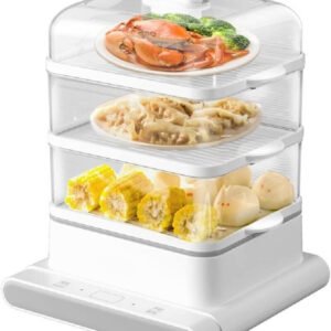 12L Electric Steamer with Three Layers â€“ Large Capacity Visual Steamer, Intelligent Anti-Dry System & Automatic Shut-Off for Easy Cooking