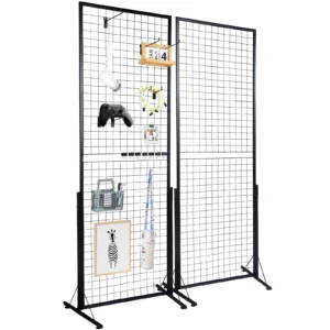 Grid Wall Panels Tower Wire Gridwall Display Racks Double Side Gridwall Panels for Art Craft Shows Retail Shop w/ Hooks
