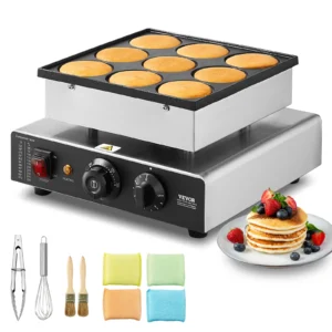 Dutch Pancake Maker 9PCS Diameter Dorayaki Baker Machine Commercial Electric Poffertjes Grill Non-stick Stainless Steel