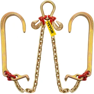 5/16"×2' G80 V-Chain Bridle with 2 Legs & 15" J Hooks & T Hooks Industrial Grade Components Adjustable Chain Design