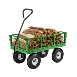 680 Lbs Steel Garden Cart on Wheels Heavy Duty Garden Wagon Cart Pullable Metal Outdoor Utility Yard Wagon Carts with 10 Tires