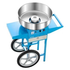 Electric Cotton Candy Machine with Cart Commercial Candy Floss Maker with 20.5 in Stainless Steel Bowl, Sugar Scoop
