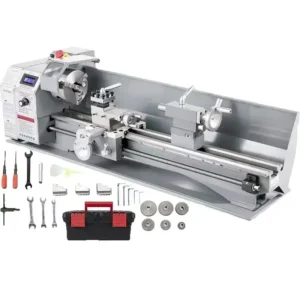 Metal Mini Lathe 1100W Mini Metal Lathe Machine 220X600 220 X 750MM Infinitely Variable Speed LED for Counter Face Turning