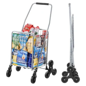 88lbs Folding Shopping Cart Light-weight Storage Stair Climbing Utility Cart with Wheels Outdoor Travel Picnic Handcart
