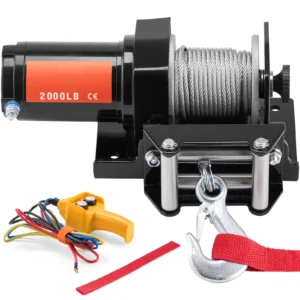 2000lbs Electric Car Winch ATV/UTV Steel Cable Winch with Wired Remote Control for Towing Off-Road Vehicle Jeep Truck