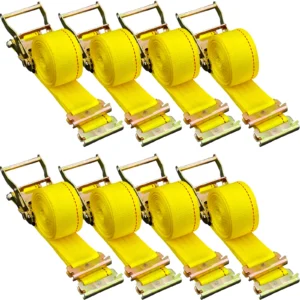 E-Track Ratchet Strap 2" Polyester Strap 4400 lbs Breaking Strength with Spring Fitting & Ratchets Durable Tie-Downs