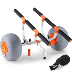 350lbs Kayak Trailer Cart Foldable Canoe Trolley Cart with 12'' Tires for Paddle Boards Float Mats Jon Boats Transport