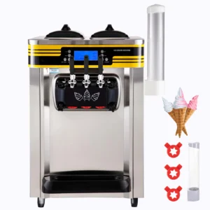 22-30L/H Soft Ice Cream Maker Commercial Countertop Tricolor 2+1 Flavors Sweet Cones Freezing Equipment Vending Machine