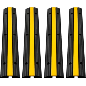 Modular Rubber Speed Bump 1 Channel Driveway Cable Protector Ramp Wire Cover Cord Guard for Parking Lot Warehouses Use