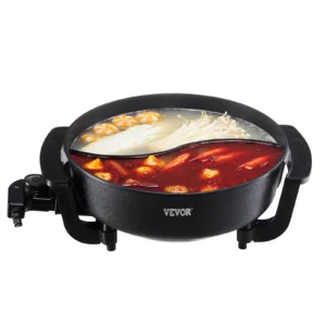 Electric Hot Pot 5 L Double-flavor Shabu Shabu Pot Non-Stick Electric Cooker with Divider Glass Lid for 6-10 People