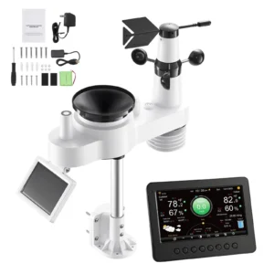 7-in-1 Wi-Fi Weather Station 7-In TFT Display Solar Powered Outdoor Sensor, Rain Gauge, Indoor Outdoor Weather Forecast