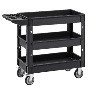 2/3 Shelf Utility Service Cart Dolly with 360° Swivel Wheels Ergonomic Storage Handle for Warehouse/Garage/Cleaning