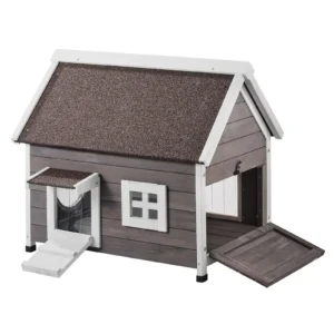 Outdoor Cat House 22"x30"x26" Weatherproof Feral Cat Shelter for Multiple Cats Outdoor Wooden Cat House with Side Door