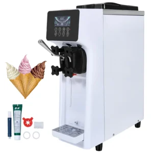 Commercial Ice Cream MachineSingle Flavor Countertop Soft Serve Ice Cream Maker Touch Screen Auto Clean Pre-cooling