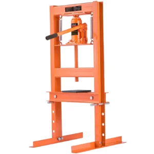 6/12 Ton Hydraulic H-Frame Garage Floor Adjustable Shop Press with Plates 6/12T Orange for Garage or Professional Shop