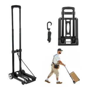 110Lbs Folding Hand Truck Collapsible Luggage Cart with 2 Wheels Utility Platform Dolly for Furniture Luggage Moving